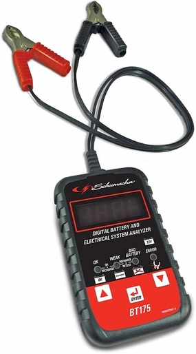 Schumacher Electric Digital Battery Tester, BT175, 3-in-1, 12 Volt, for Use with Motorcycle, ATV, Marine, Car, SUV, Truck, RV, and Classic Car Batteries