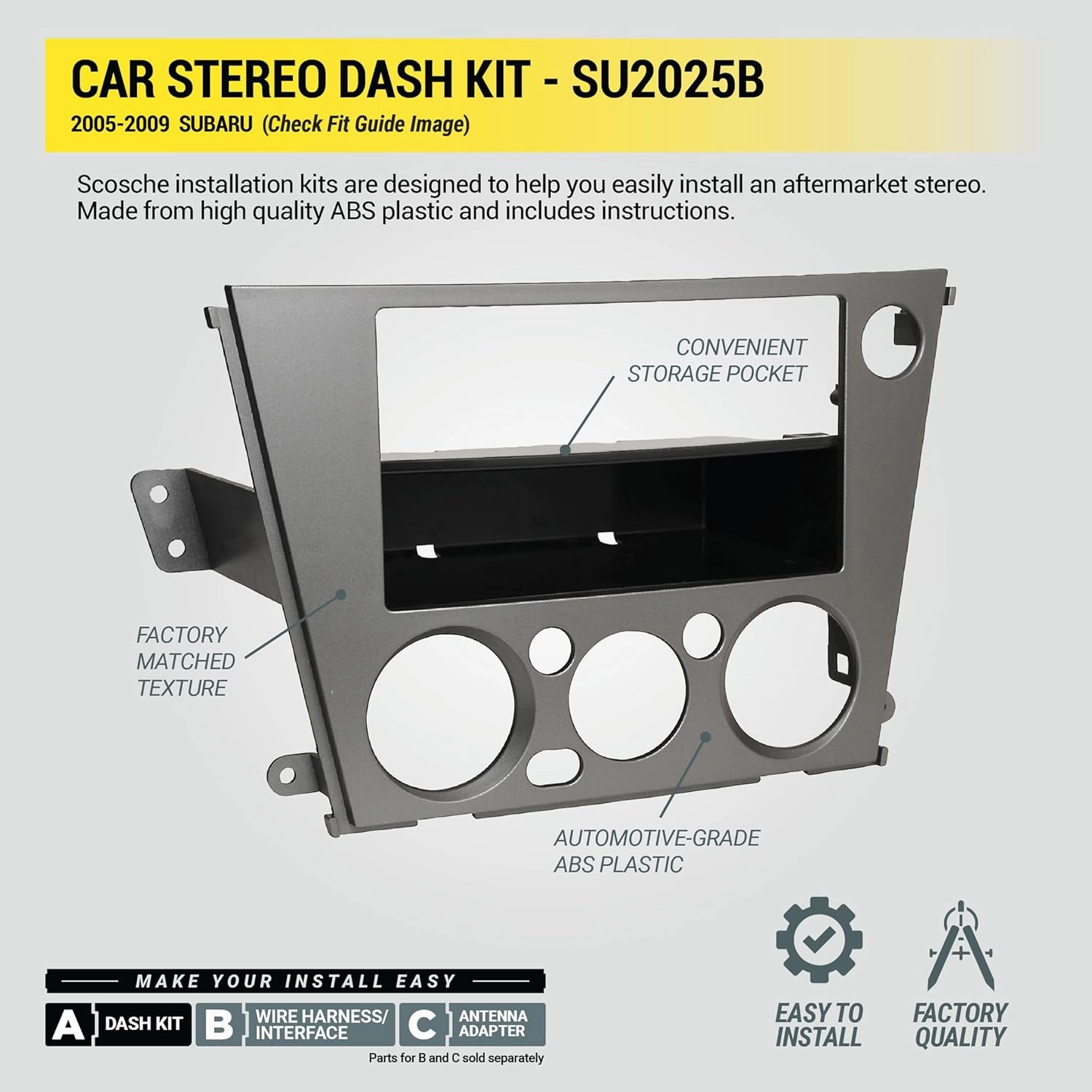 Scosche 2005-Up Subaru Legacy/Outback DIN With Pocket or Double DIN