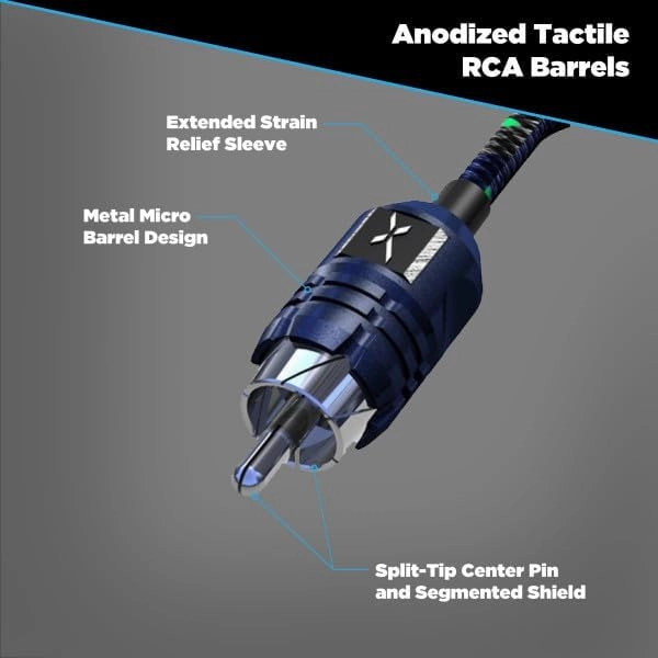 Scosche EFX Delta D6 2-Channel Multi-Core Twisted Pair RCA Interconnect Audio Cables - 2CH OFC Car Stereo Connector Cable - 6 Foot Male to Male