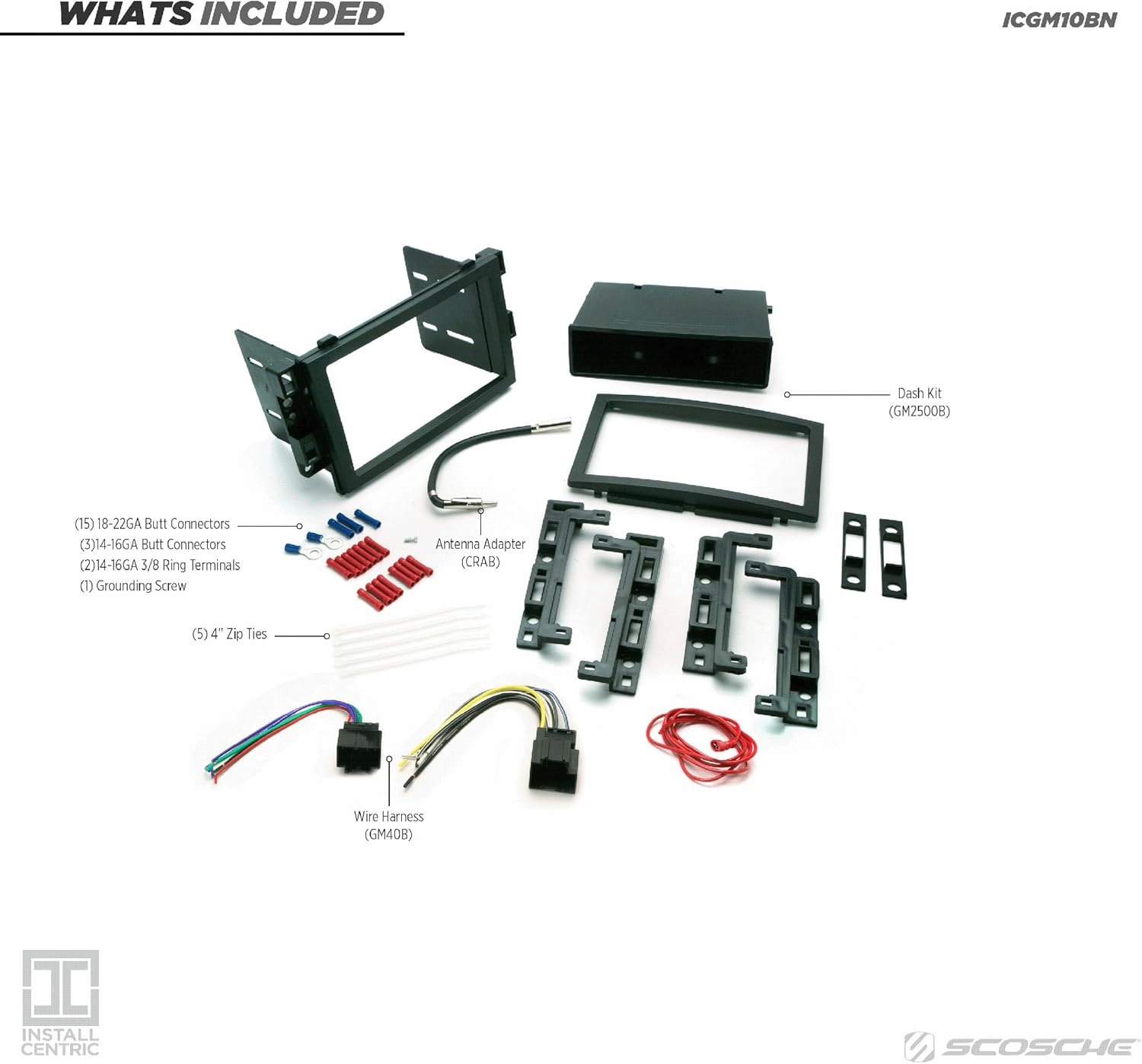 Scosche ICGM10BN Complete Double/Single DIN Stereo Installation Kit for Select Non-Amplified 2006-17 General Motors Vehicles - No Steering Wheel Remote - See Fit Guide in Images to Verify Your Vehicle