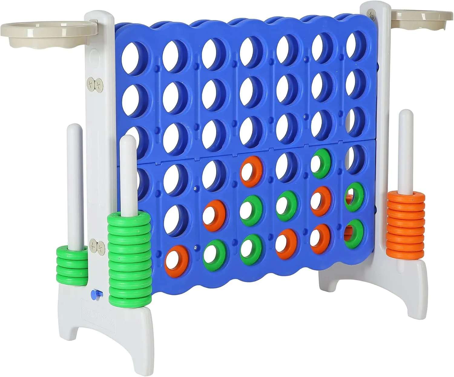 SDADI Giant 33 Inch 4-in-A-Row Hoop Connect Strategy Game and Basketball Indoor/Outdoor Family Fun Board for Toddlers, Kids, Adults, Gray and Blue