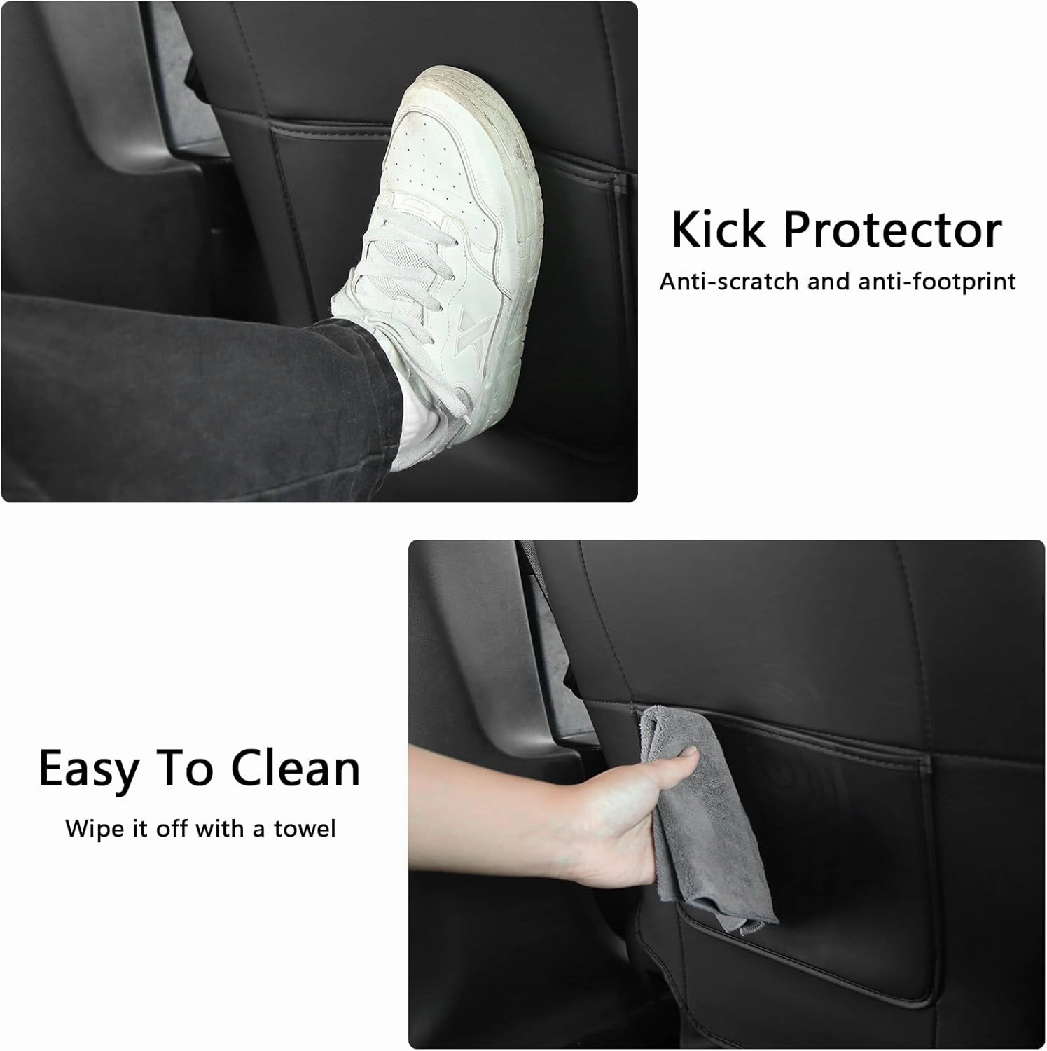 Seat Back Protector for Tesla Model Y 3 S X,Backseat Cover for Kids in Car for Tesla,Leather Seat Back Kick Protector with Organizer Strap,Waterproof,Scratch-Resistant,Easy Clean (Set of 2)