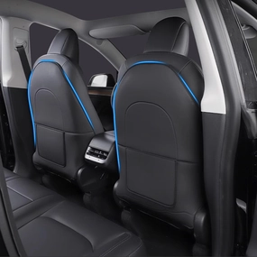 Seat Back Protector for Tesla Model Y 3 S X,Backseat Cover for Kids in Car for Tesla,Leather Seat Back Kick Protector with Organizer Strap,Waterproof,Scratch-Resistant,Easy Clean (Set of 2)