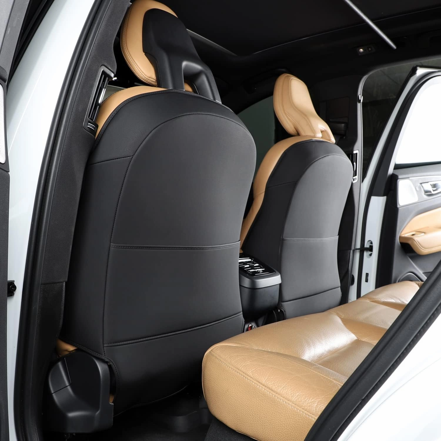 Seat Back Protectors Compatible with Volvo XC90 XC60 S90 S60 V90 V60，Back Seat Cover for Kids Reduce Damage to Seats Caused by Footwear Black Set of 2