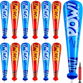 Seematn 12 Pieces Pow Inflatable Baseball Bats 17 Inch Inflatable Toy Bats for Kids Baseball Party Decoration Favor Carnival Birthday Party Supplies Prizes Sports Theme Toys (Dark Blue,Red)
