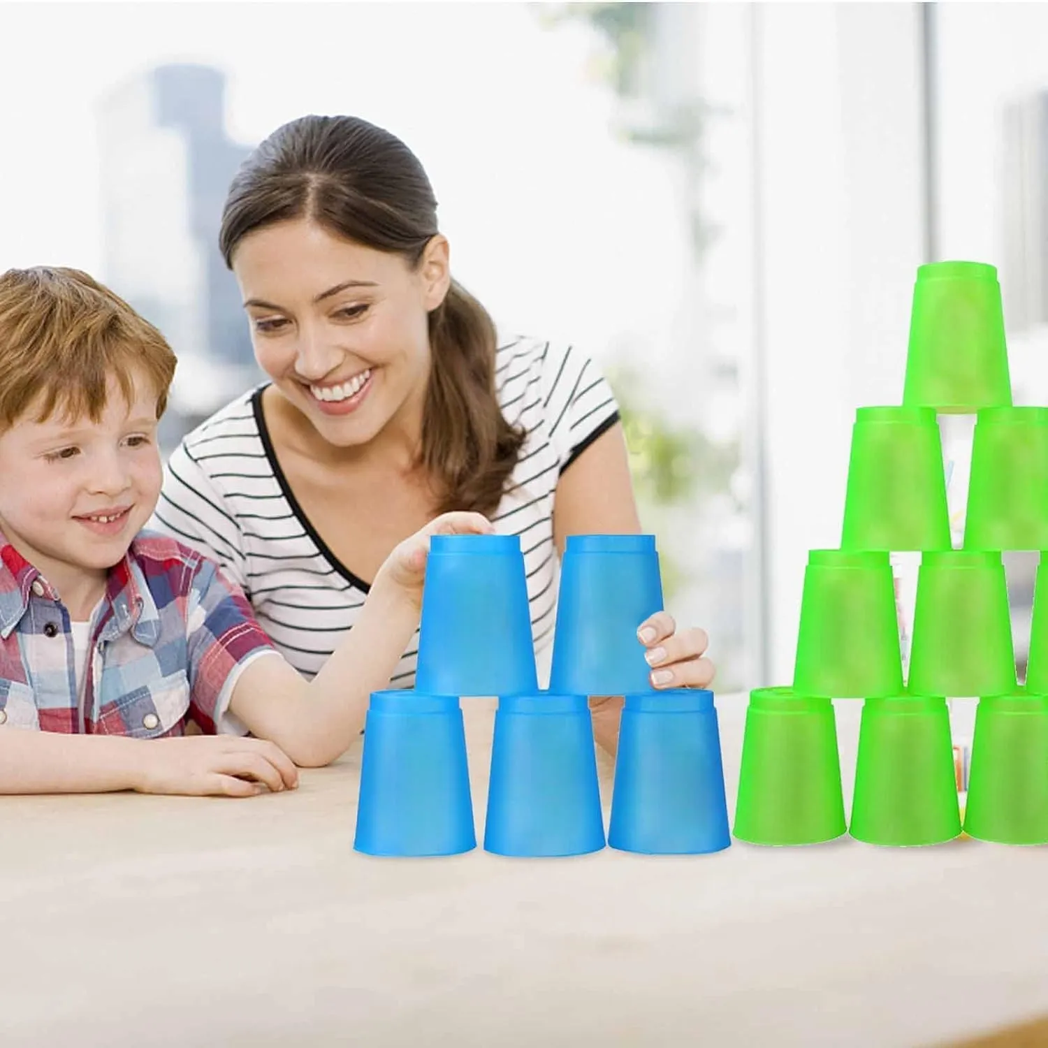 SEISSO Stack Cups, Stacking Cup Set Classic Stack Training Game Toys for Boys Girls Kids Stacking Cups with Carry Bag (12 Pack Blue)
