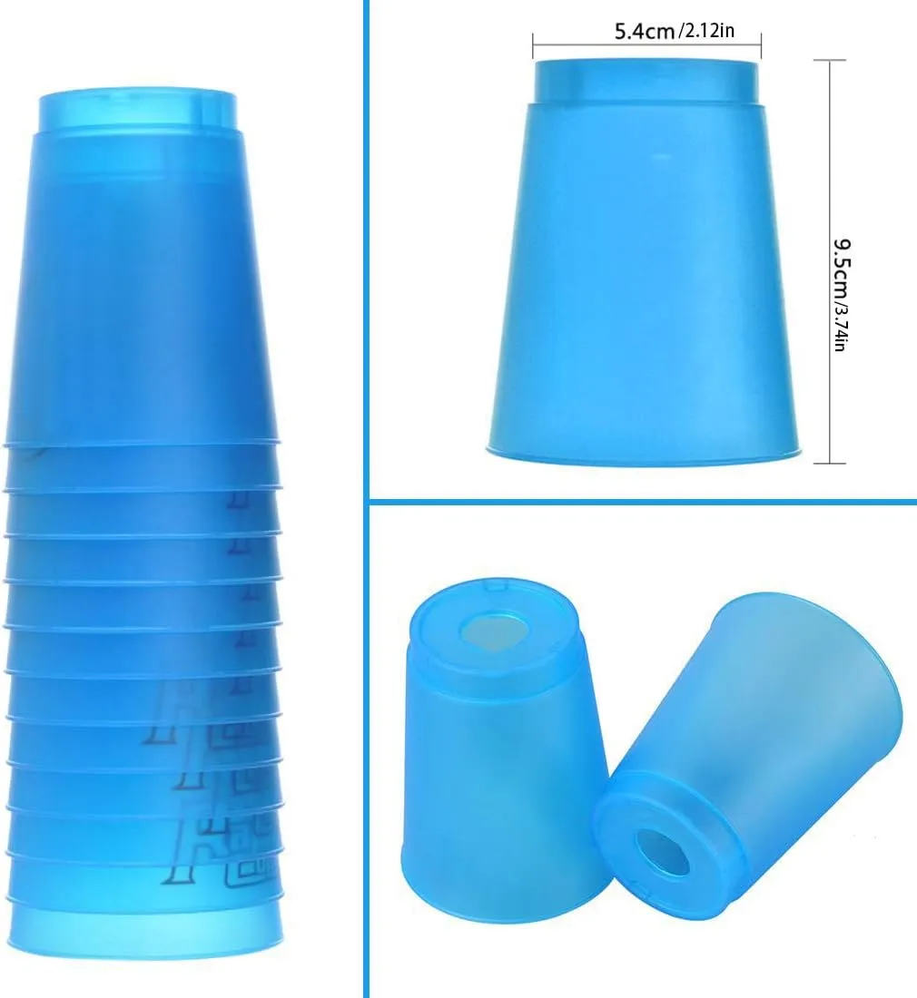 SEISSO Stack Cups, Stacking Cup Set Classic Stack Training Game Toys for Boys Girls Kids Stacking Cups with Carry Bag (12 Pack Blue)
