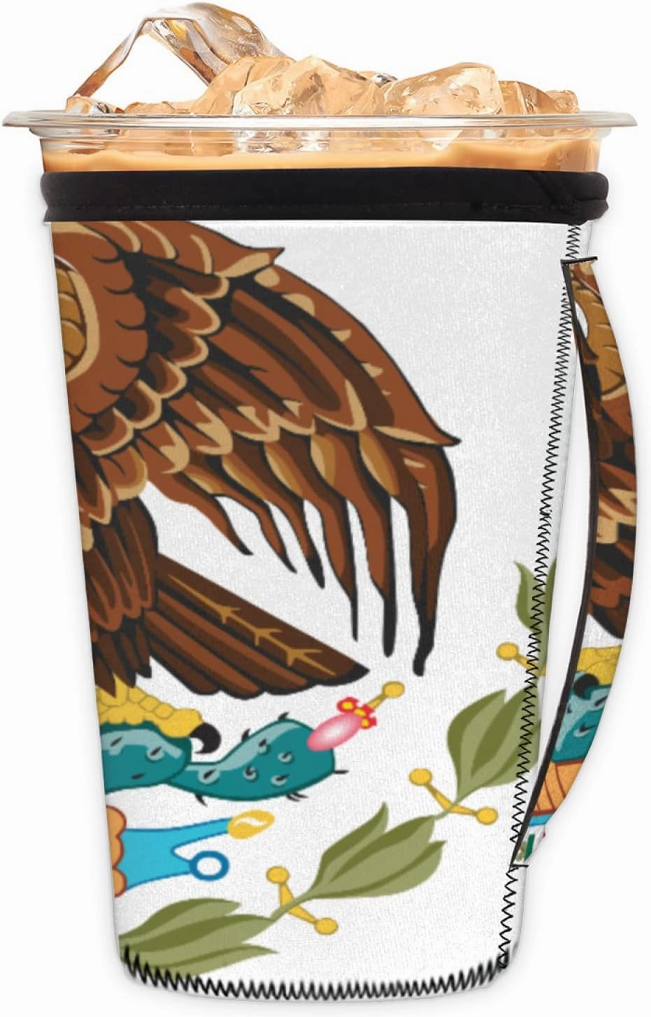 Set of 3 Packs Reusable Hot and Iced Coffee Cup Sleeve The Mighty Eagle is Catching Food Neoprene Tumbler Sleeve Cartoon Eagle (16,24,32oz)
