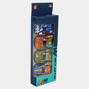 Set of 4 Die Cast Racing Cars for Kids – Multicolor