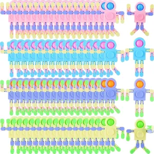 Shappy 72 Pcs Fidget Sensory Spinner Toys Transformable Chain Robot Fingertip Toy Sensory for Anxiety, Stress Relief ADHD Autism Pinata Goodie Bag Stuffers(Classic Colors)
