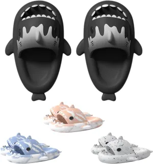 Shark Slides Unisex, Novelty Cloud Shark Slippers Anti-Slip Quick Drying, Spooky Shark Slippers Halloween Glow in the Dark