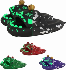 Shark Slides Unisex, Novelty Cloud Shark Slippers Anti-Slip Quick Drying, Spooky Shark Slippers Halloween Glow in the Dark