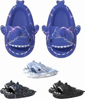 Shark Slides Unisex, Novelty Cloud Shark Slippers Anti-Slip Quick Drying, Spooky Shark Slippers Halloween Glow in the Dark