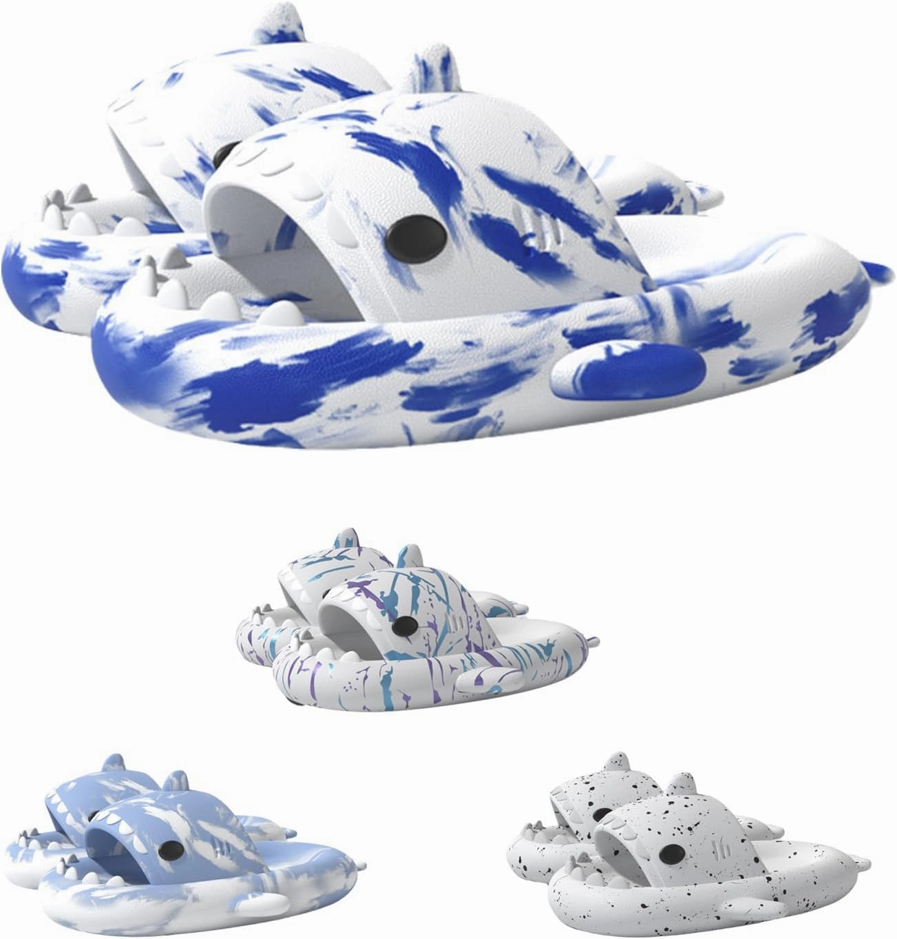 Shark Slides Unisex, Novelty Cloud Shark Slippers Anti-Slip Quick Drying, Spooky Shark Slippers Halloween Glow in the Dark