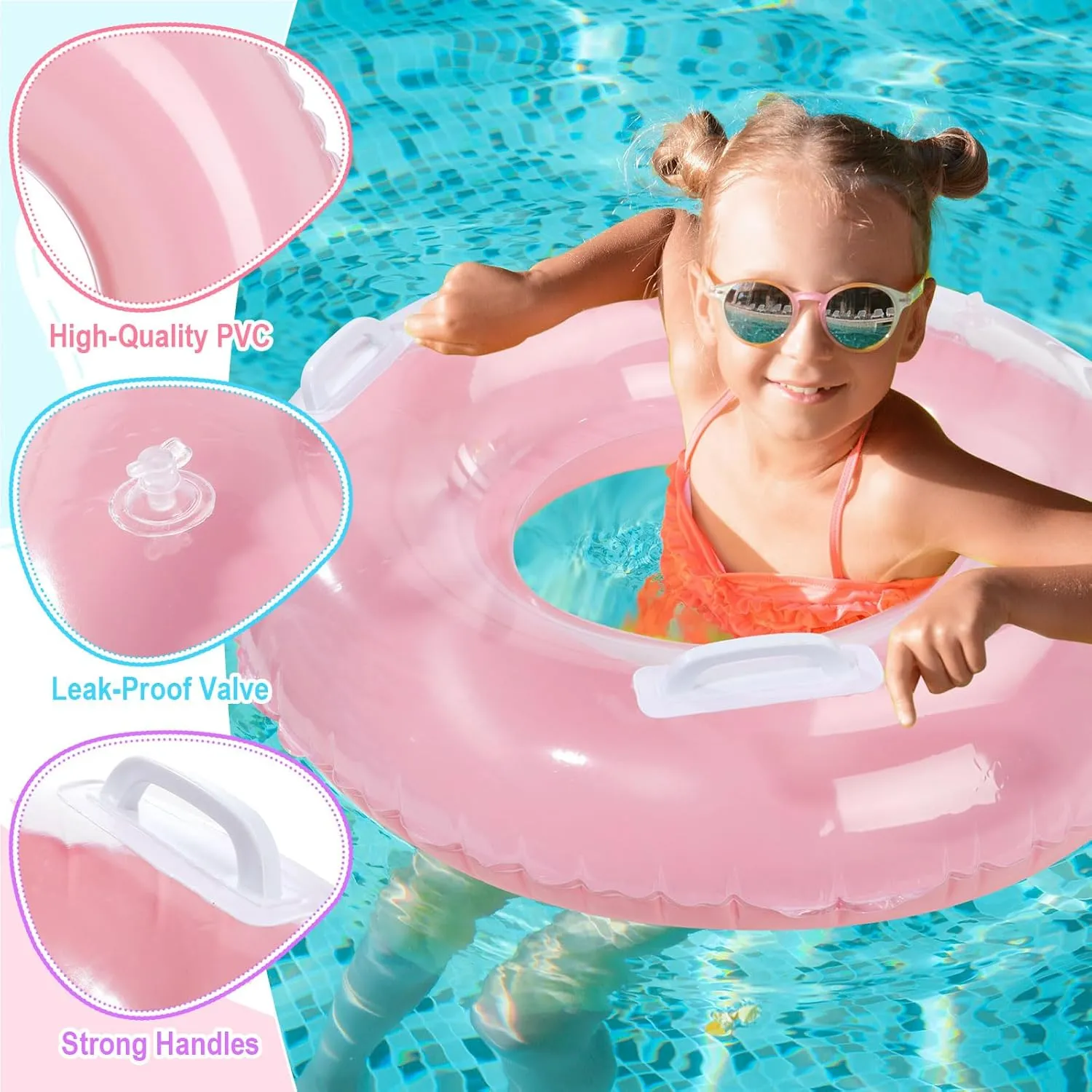 ShinyRelief 3 Pack 33'' Inflatable Pool Floats with Handle for Kids Adult Macaron Swim Tube Rings Inner Tubes, Pool Floaties Toys Beach Swimming Summer Bachelorette Party Toys