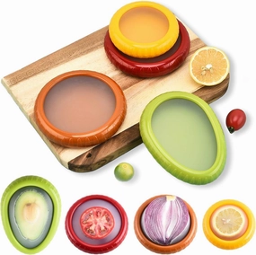 Silicone Fruit and Vegetable Anti-Oxidation Storage Box, Fresh Pods For Storage, Avocado Saver For Fridge, Set of 4 Reusable Storage Containers for Fridge, Fresh Pods.