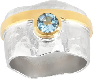 Silpada 'Sensational’ Sterling Silver with 18K Yellow Gold-Plating Blue Topaz Ring