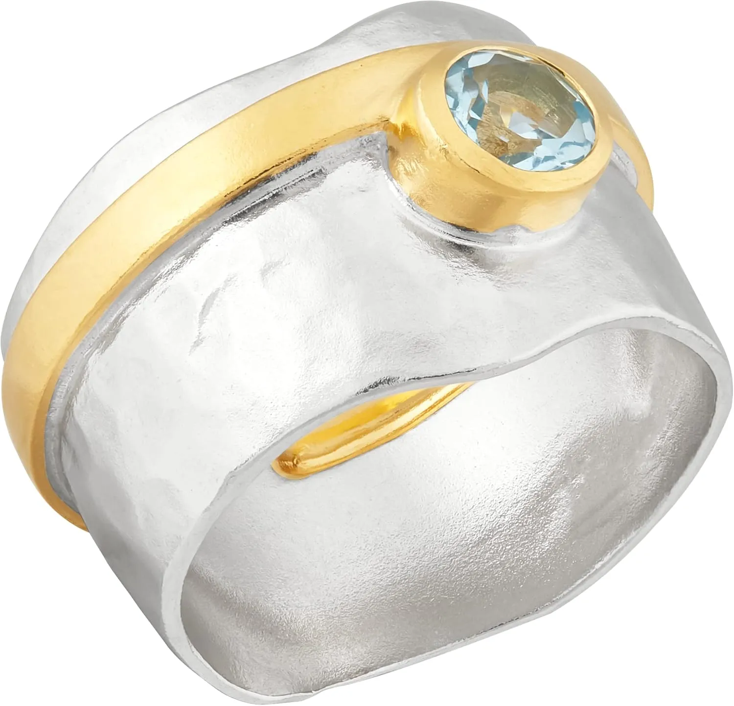 Silpada 'Sensational’ Sterling Silver with 18K Yellow Gold-Plating Blue Topaz Ring