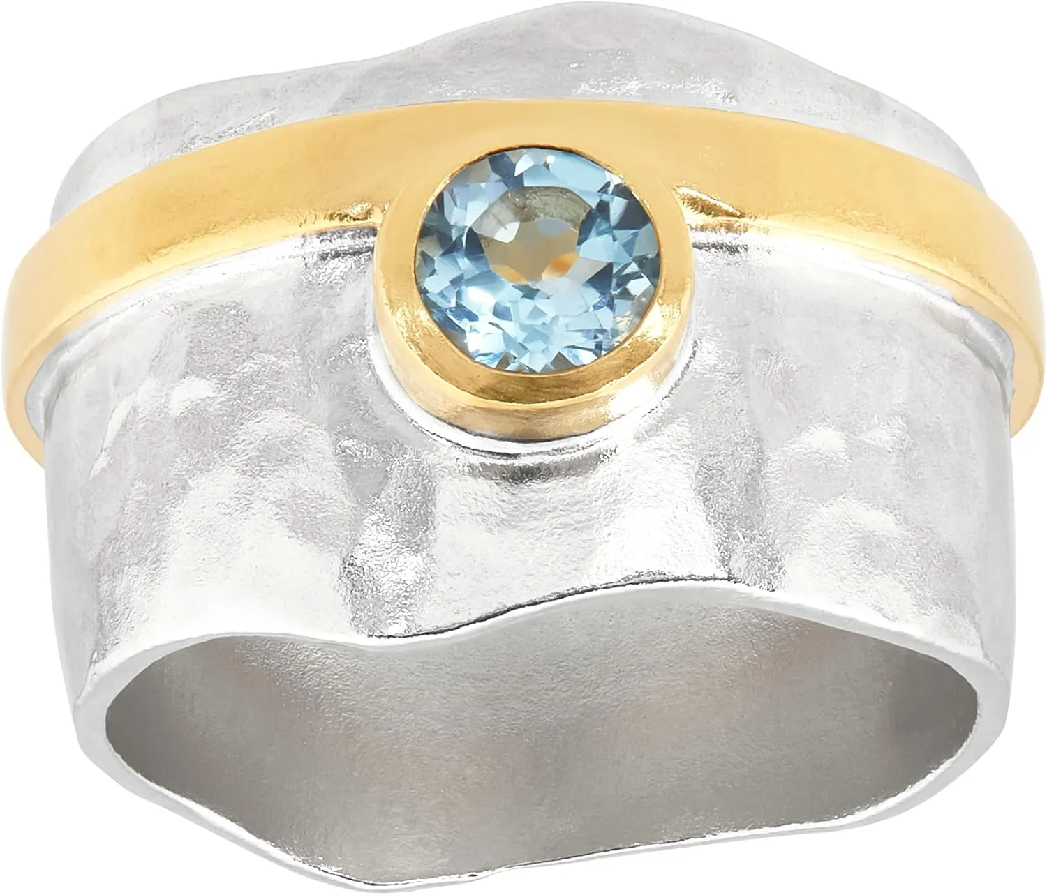 Silpada 'Sensational’ Sterling Silver with 18K Yellow Gold-Plating Blue Topaz Ring