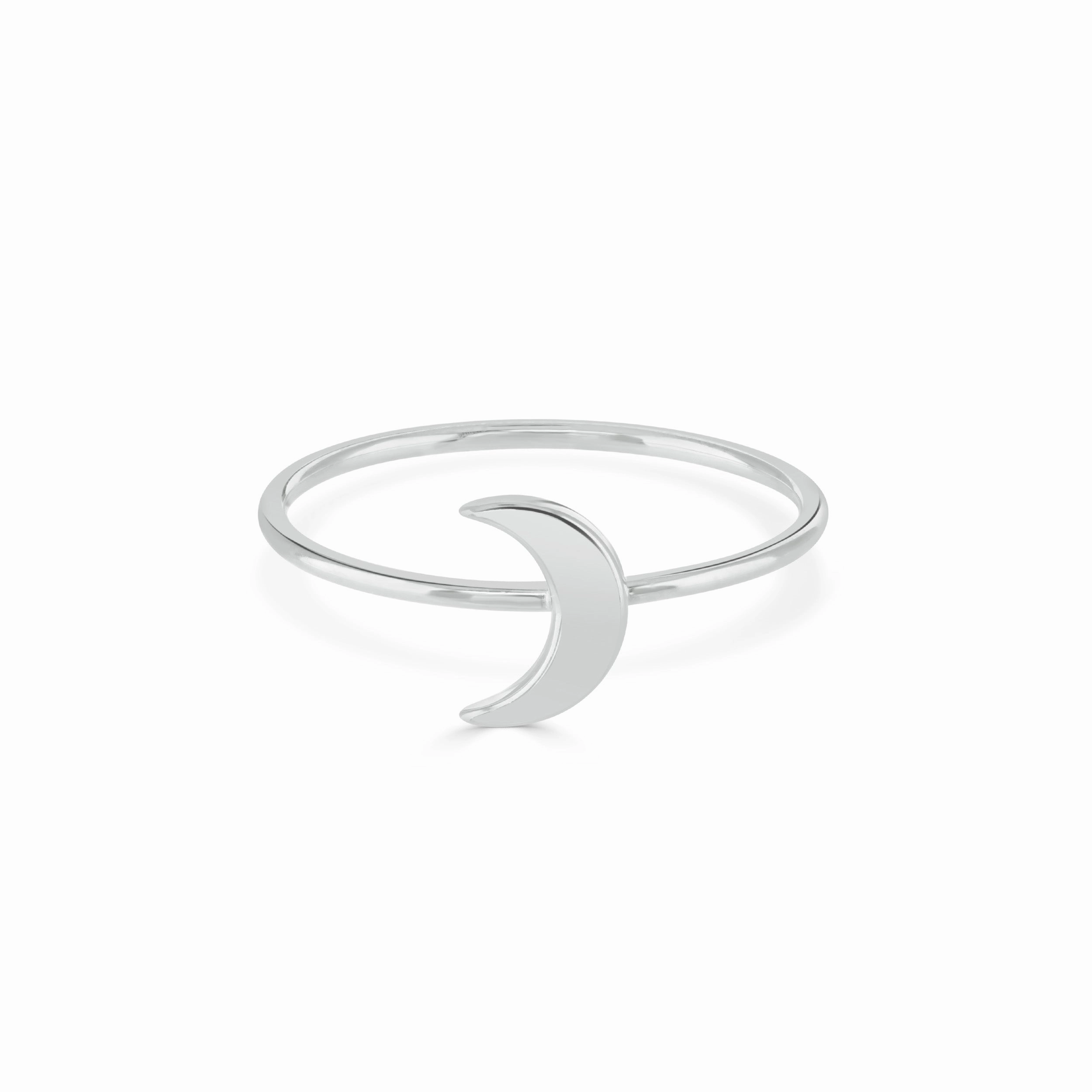 Silver Dainty Moon Stacking Ring