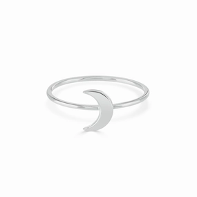 Silver Dainty Moon Stacking Ring
