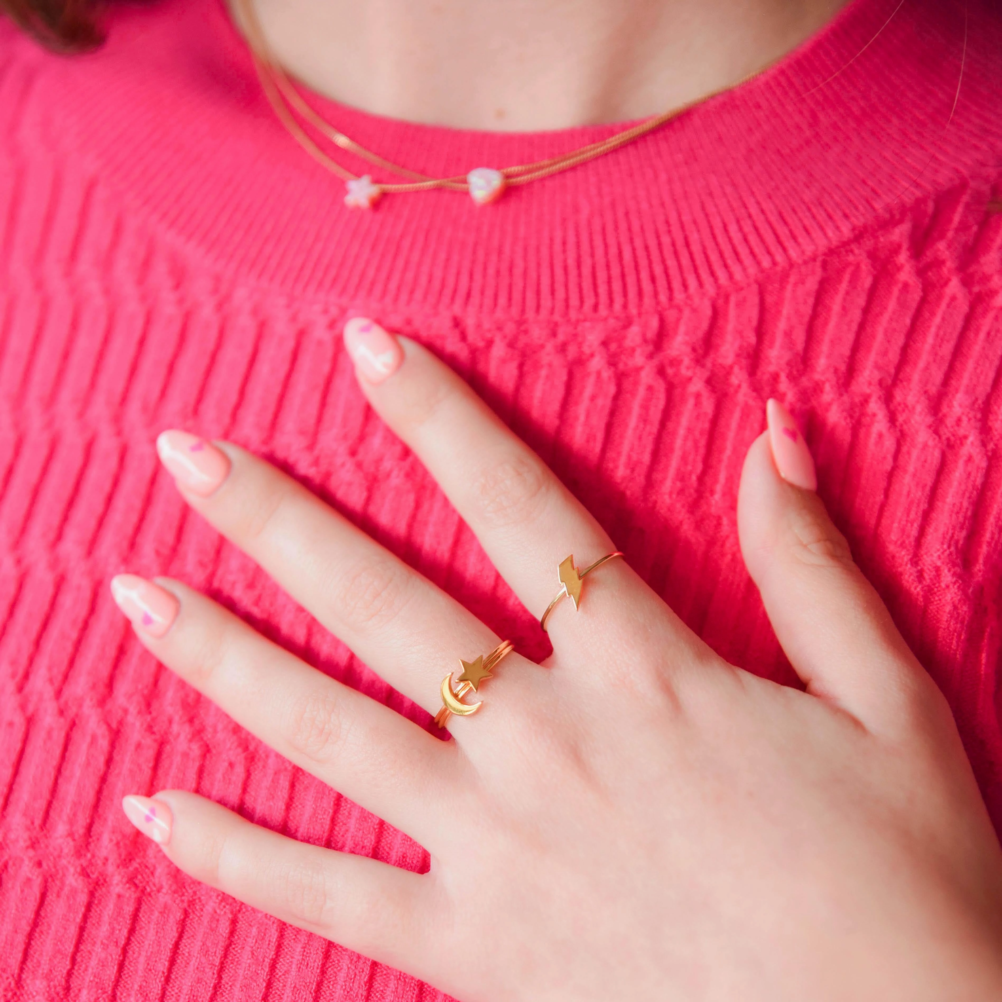 Silver Dainty Moon Stacking Ring