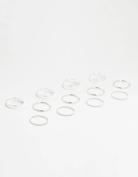 Silver Thick Simple Stacking Rings 12-Pack