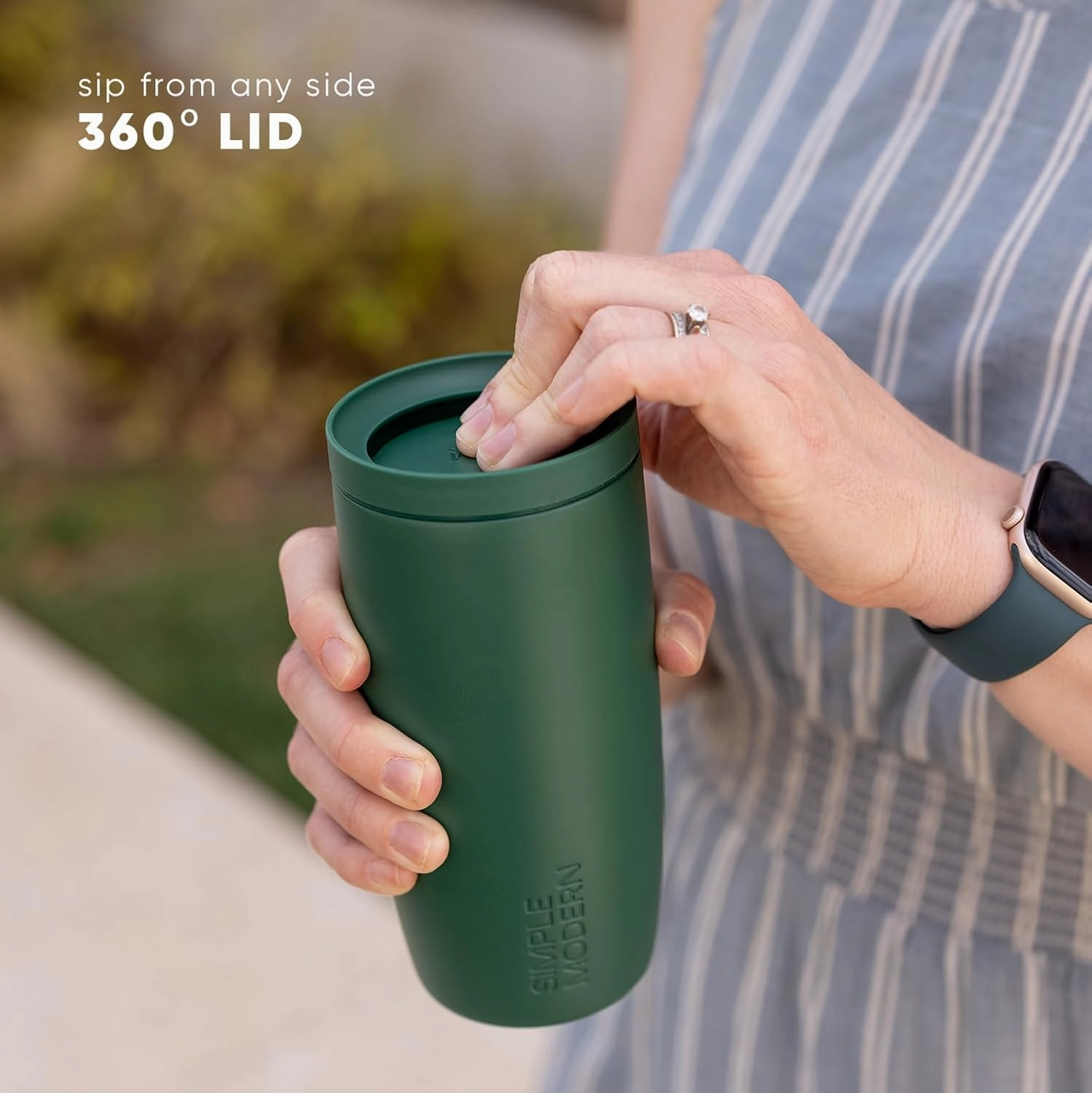Simple Modern Travel Coffee Mug Tumbler with 360° Lid | Ceramic-Lined Insulated Stainless Steel Cold Brew Iced Coffee Cup | Gifts for Women Men Her Him | Voyager Signature | 16oz | Sea Glass Sage