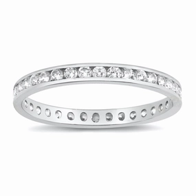 Simple Studded Eternity Promise Ring .925 Sterling Silver Sizes 4-12
