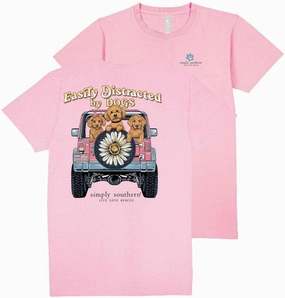 Simply Southern Easily Distracted by Dogs - Dogs - Daisy - Off Road Vehicle - Youth T-Shirt