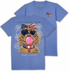 Simply Southern Sweet Land of Liberty - Golden Doodle - Dog - USA Flag - Fireworks - Patriotic - Youth T-Shirt
