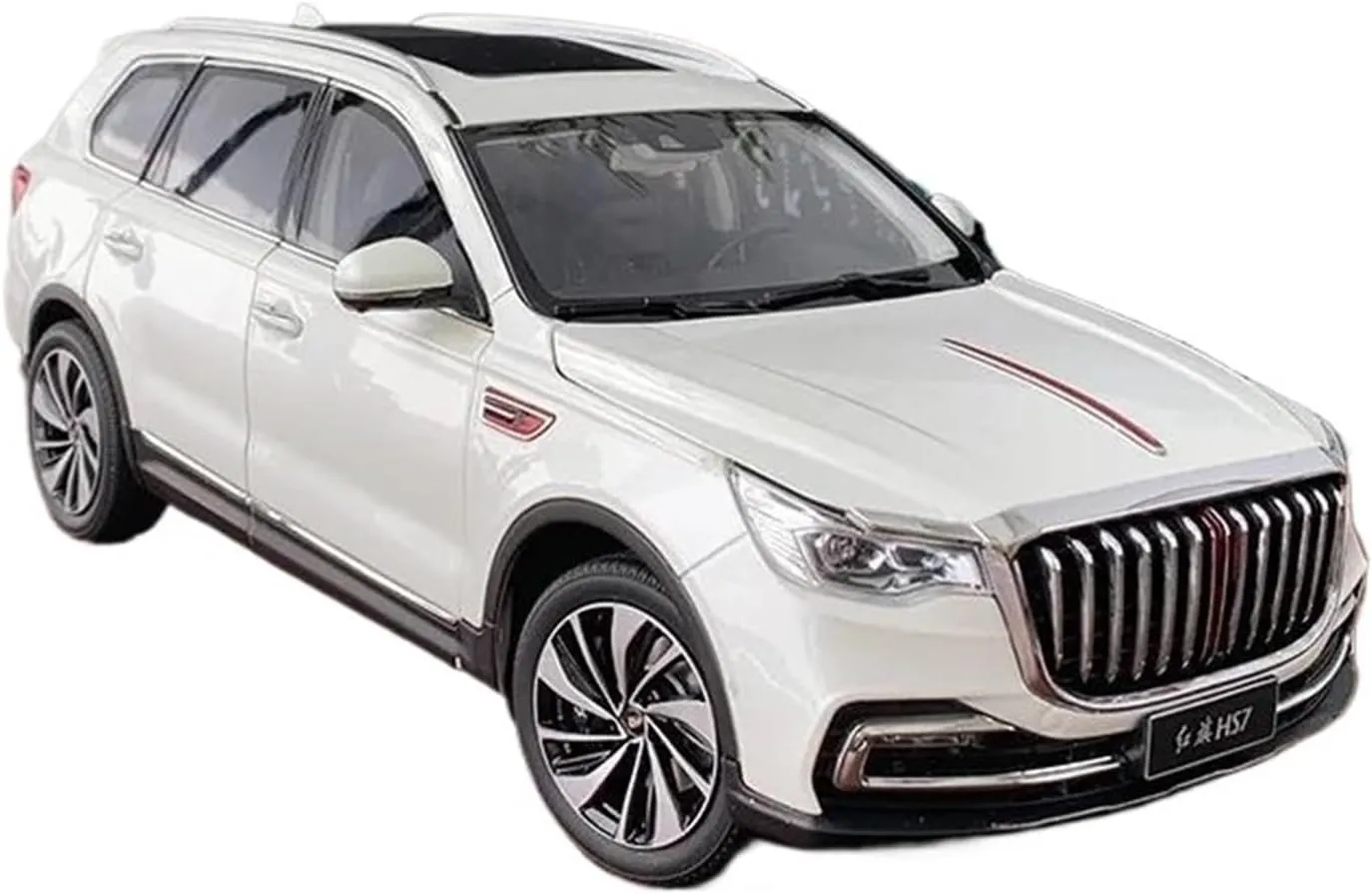 Simulation Car Model 1:18 for China FAW Hongqi HS7 SUV Simulation Alloy Car Model Collection Display Home Decoration Mini Vehicles Toys(White)