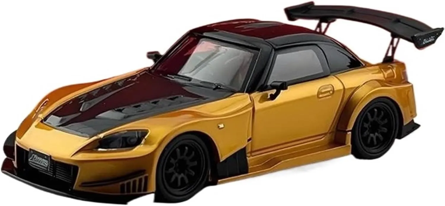 Simulation Car Model 1：64 for Honda S2000 JDM Alloy Diecast Simulation Car Model Hobby Collection Decoration Mini Vehicles Toys(Yellow)
