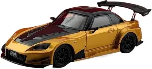 Simulation Car Model 1：64 for Honda S2000 JDM Alloy Diecast Simulation Car Model Hobby Collection Decoration Mini Vehicles Toys(Yellow)