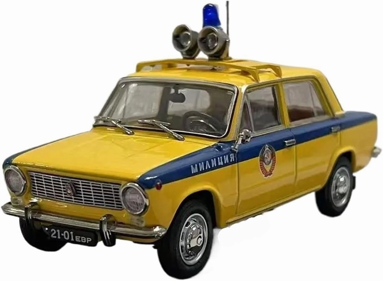 Simulation Car Model 1：43 for Soviet Car VAZ Lada 2101 Traffic Police Car Model Display Custom Souvenir Mini Vehicles Toys(Blue)