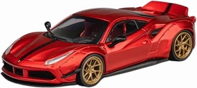Simulation Car Model 1:64 for Ferrari 488 Duck Wing Wide Body Alloy Refitting Metallic Red Collection Display Home Decoration Mini Vehicles Toys