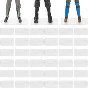 SIXPOINTS 36 Pieces 6 inch Action Figure Clear Display Stand Base,Model Support Stand Compatible with 1/12 Scale Star Wars Black Series Figure Toy (36Pcs Multi-PEG CLEAR)