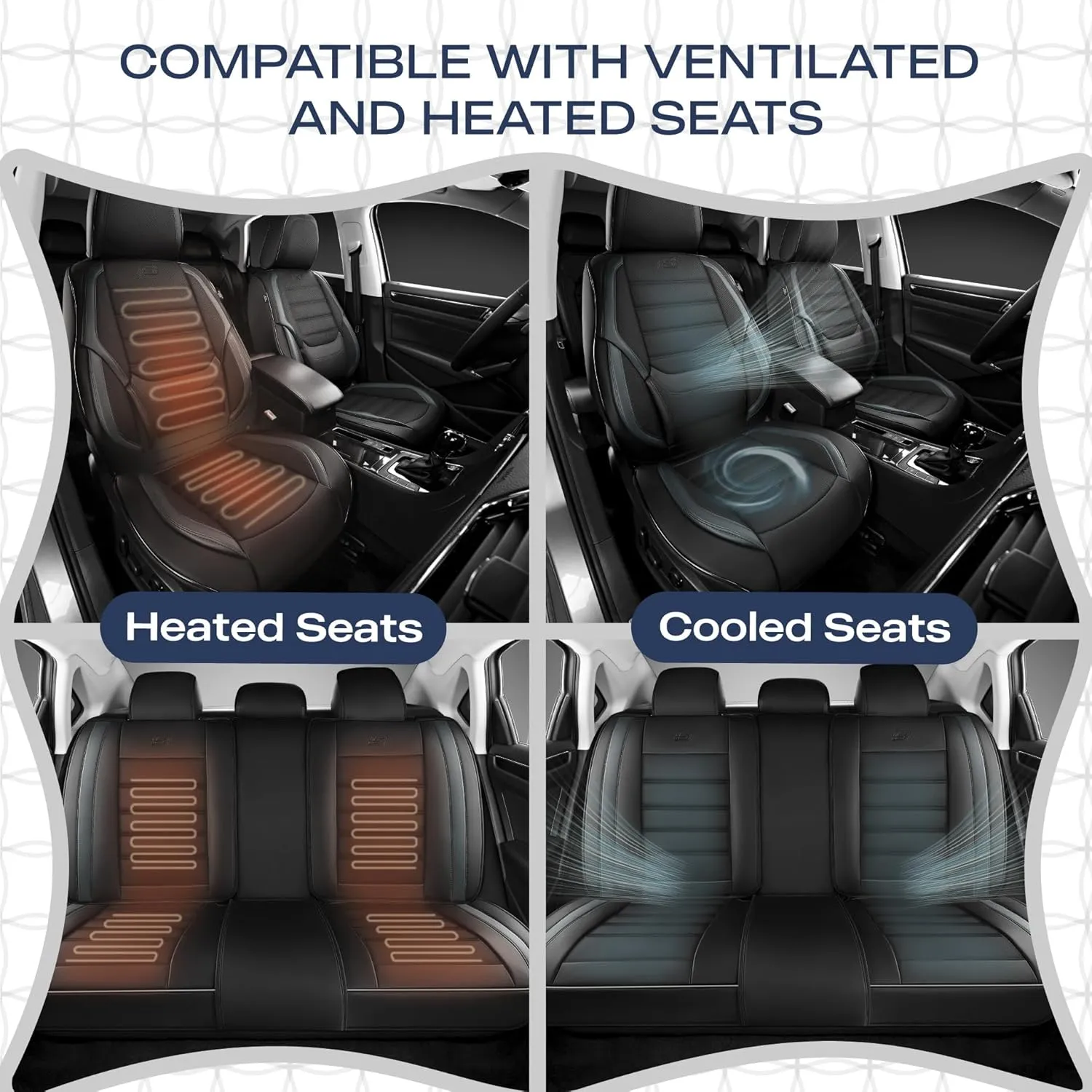Skechers MAX Cushioning Seat Covers,Memory Foam Leather Car Seat Covers,Waterproof Car Seat Protector Full Sets,Car Seat Cushion Airbag Automotive Universal Fit for Most Cars,Vans,Trucks,SUV,Grey