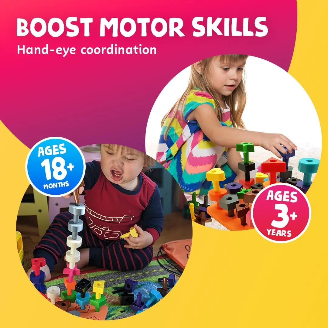 Skoolzy 38 Pc Peg Set – Stacking & Learning Activities for Kids Ages 2-4