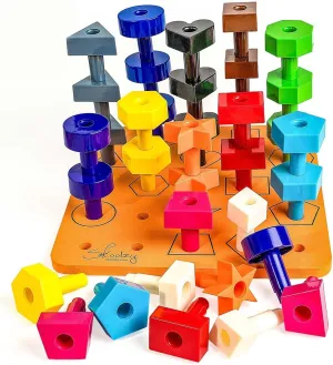 Skoolzy 38 Pc Peg Set – Stacking & Learning Activities for Kids Ages 2-4