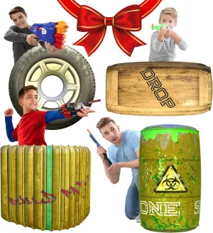 Skywin Inflatable Obstacles- Inflatable Battle Bunkers,4 Pieces Inflatable Battle Obstacle, Bunker Set Play Combat Obstacles and Laser Tag Obstacles (Green)