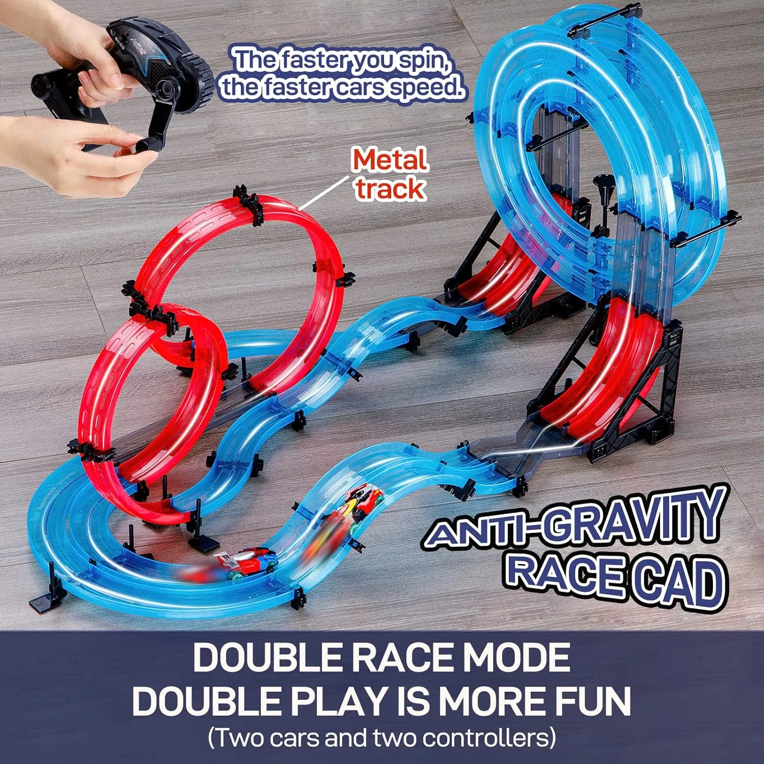Slot Car Race Track Sets for Kids, Hot Magnetic Attraction Track Builder, Electric Remote Control Track Car Birthday Toys for Boys Kids Age 6 7 8-12