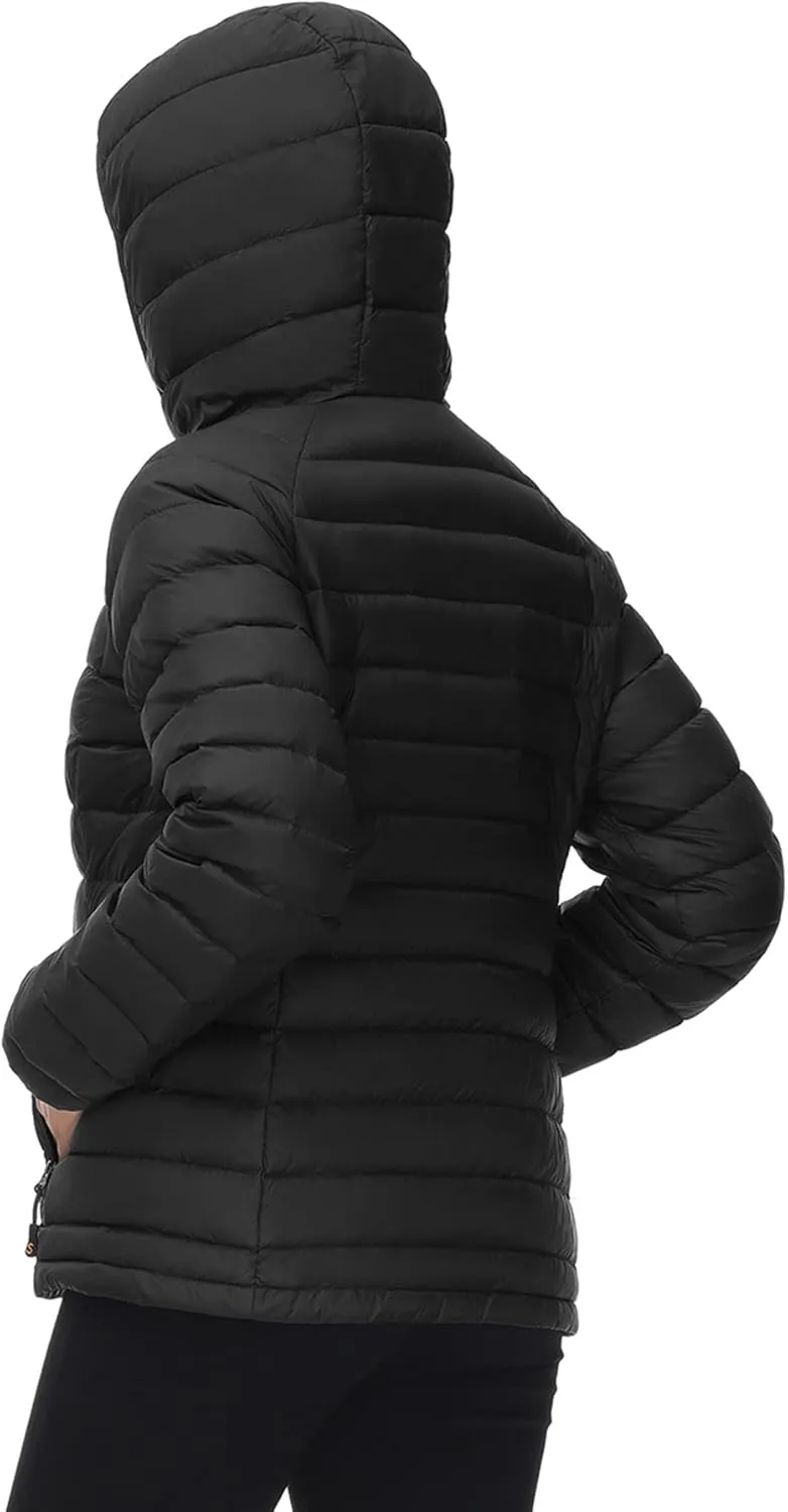 SLOW DOWN Women Lightweight Down Puffer Jacket, Women Hooded Packable Winter Jacket