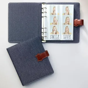 SMILE&WAVE Photo Album For 2X6 Photo Booth Slip In Strips - 6 Ring Glitter Notebook Sparkle Binder With 20 2 By 6 Photo Sleeves - Fits 80 Slide In Photobooth Photo Prints (DENIM, 2X6), SW-PHB-6R