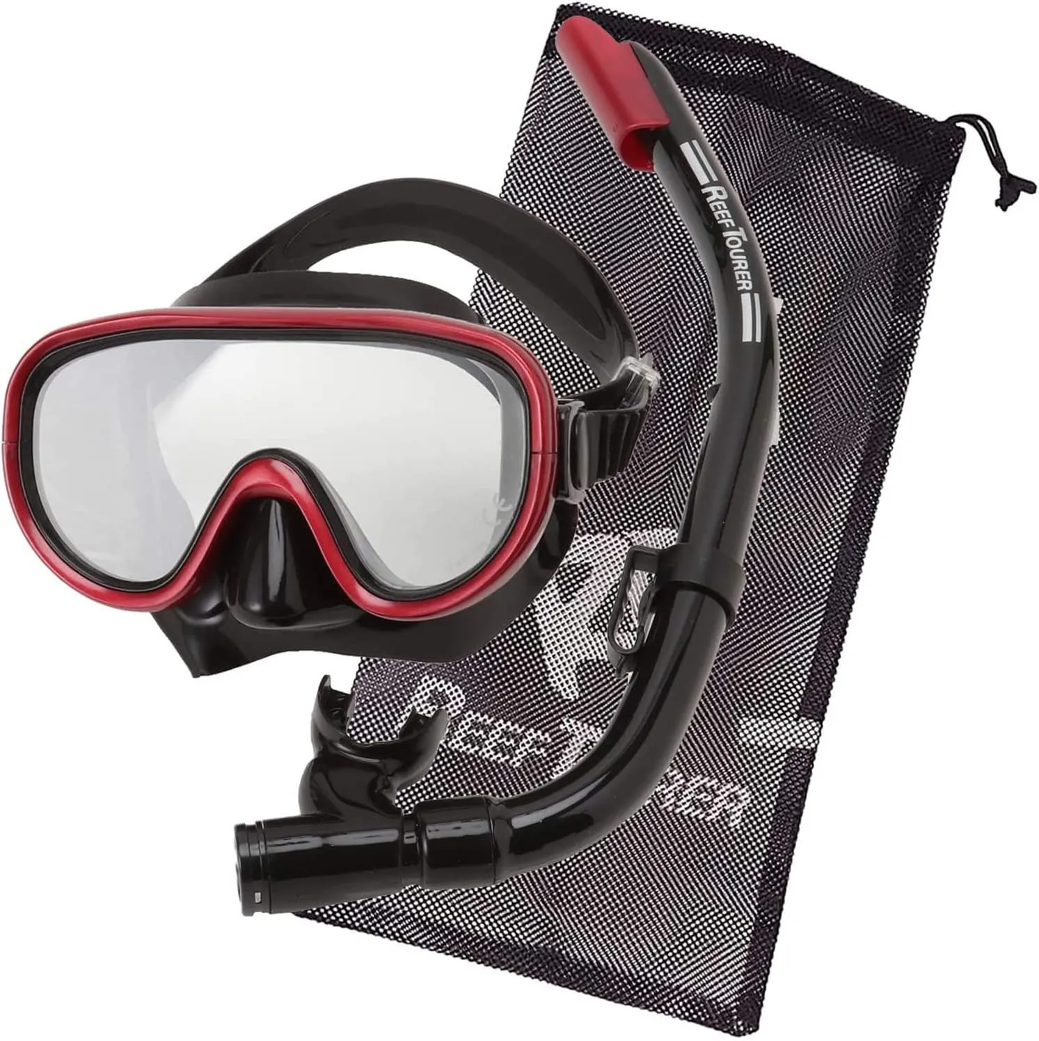 Snorkeling Gear for Adults, Single-Window Snorkel Mask & Snorkel Set, Semi-Dry Top Panoramic Wide View Snorkel Mask, Adult Snorkel Set Ages 10  Swimming Diving Package w/Travel Bag RC0105