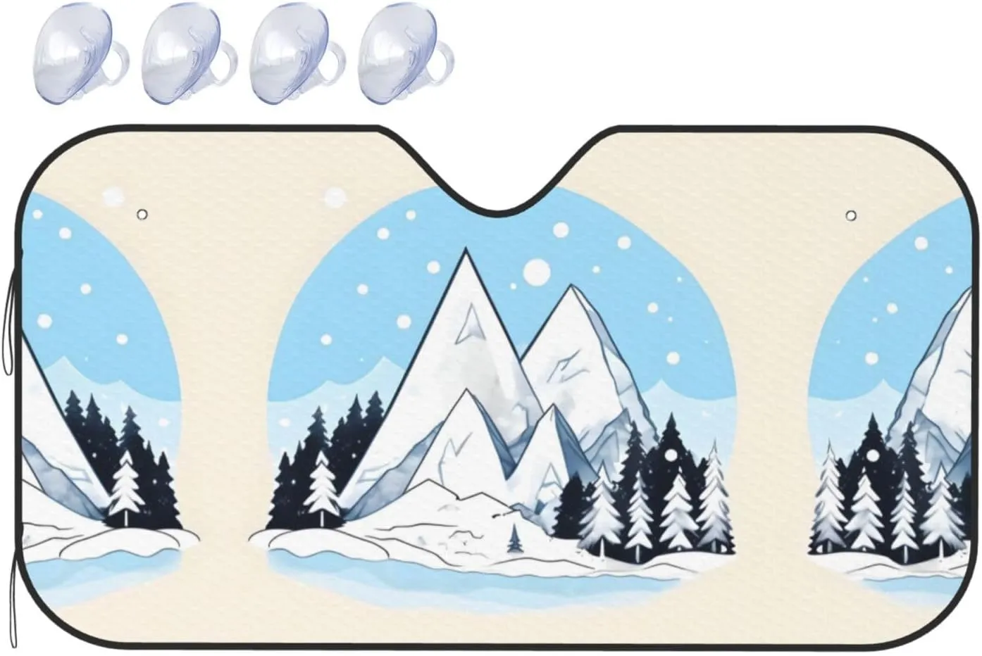 Snow-Capped Mountains Small Car Front Window Sunshade - Special for Summer Parking, Easy to Store
