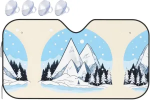 Snow-Capped Mountains Small Car Front Window Sunshade - Special for Summer Parking, Easy to Store
