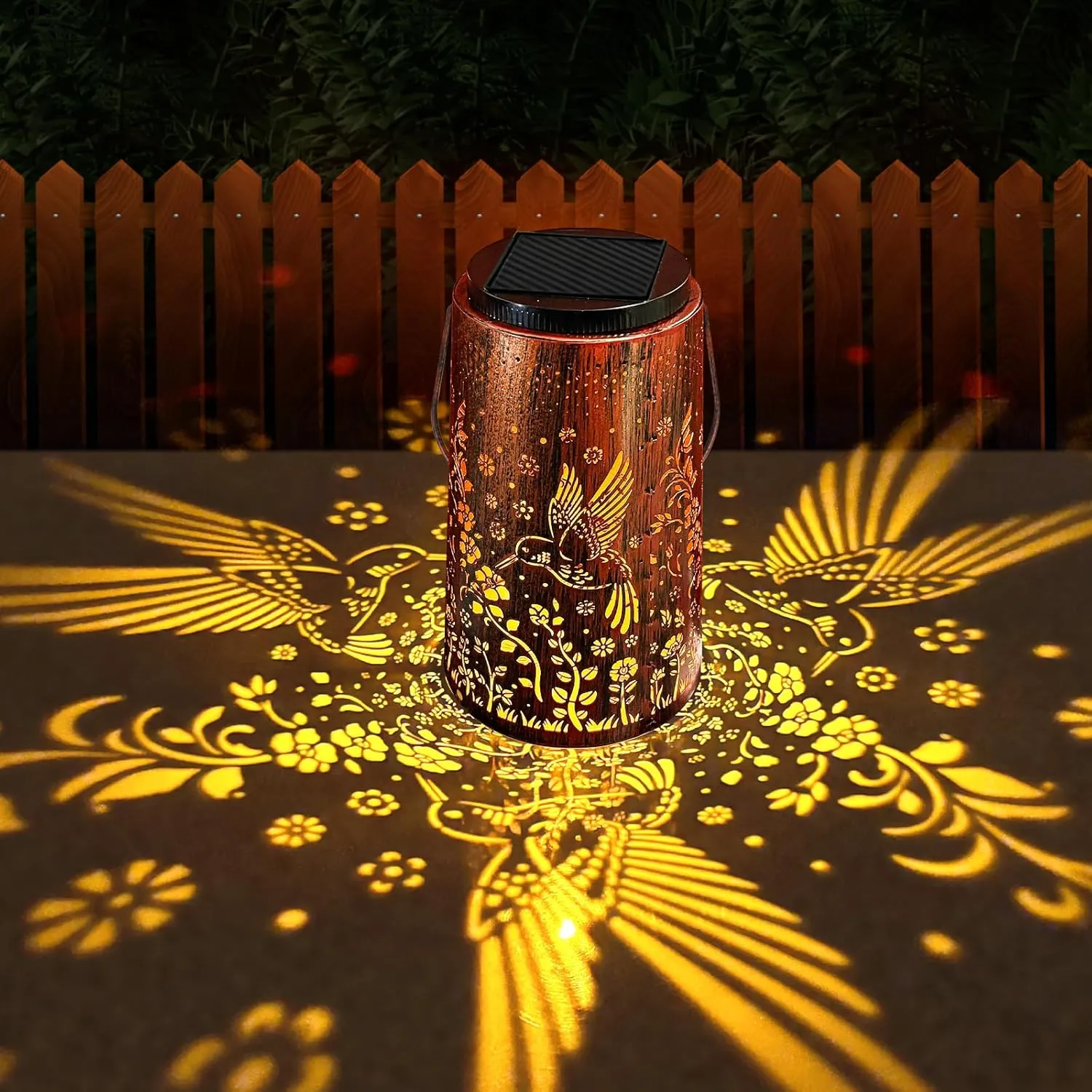 Solar Lanterns Outdoor Waterproof, 2 in 1 Amber & White Modes Upgraded, Bird Garden Decor Gifts for Women Mom Grandma, Metal Hanging Solar Lights Decoration for Yard Patio Porch Pathway, 1 Pack