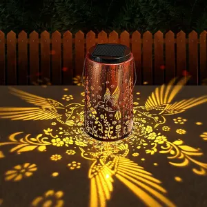 Solar Lanterns Outdoor Waterproof, 2 in 1 Amber & White Modes Upgraded, Bird Garden Decor Gifts for Women Mom Grandma, Metal Hanging Solar Lights Decoration for Yard Patio Porch Pathway, 1 Pack