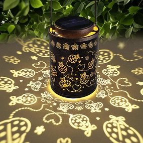 Solar Lanterns Outdoor Waterproof Ladybug Garden Decor, Hanging Metal Lights for Yard, Patio, Backyard, Porch, Fence, Ideal Birthday Gift for Women, Mom, Grandma